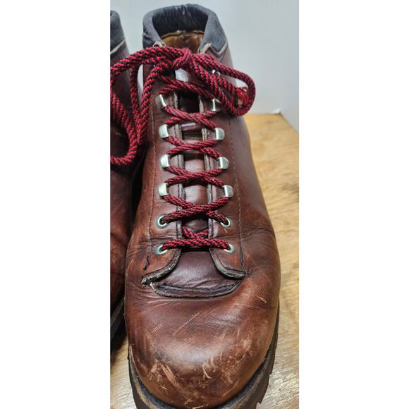 VTG Milo Boots Mens 11M Brown Thick Leather Mountain Vibram USA Needs Insoles main image 11